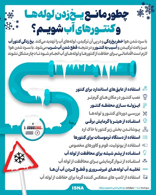 اینفوگرافیک/ چطور مانع یخزدن لولهها و کنتور آب شویم؟
